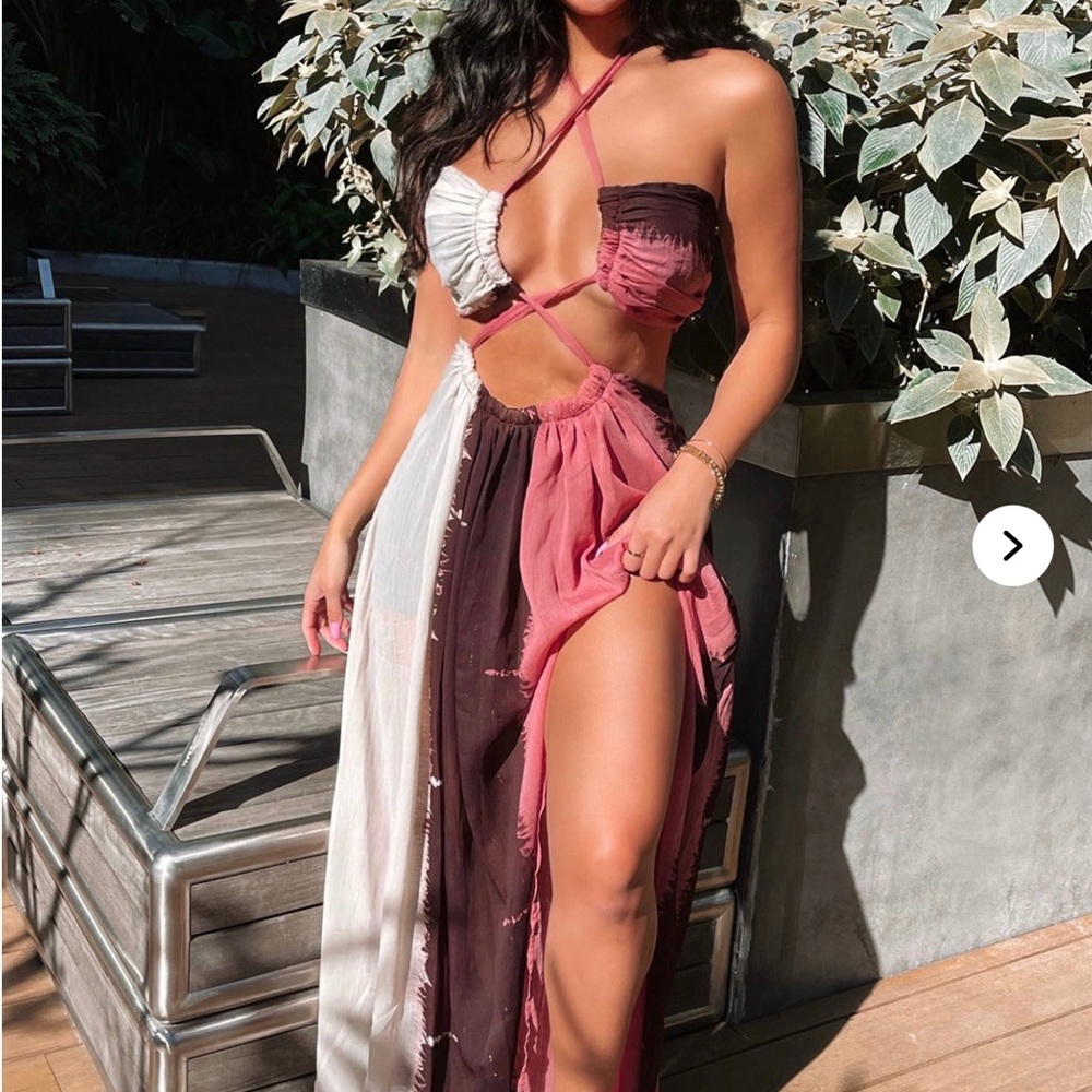 Pink and Cream Maxi Dress
